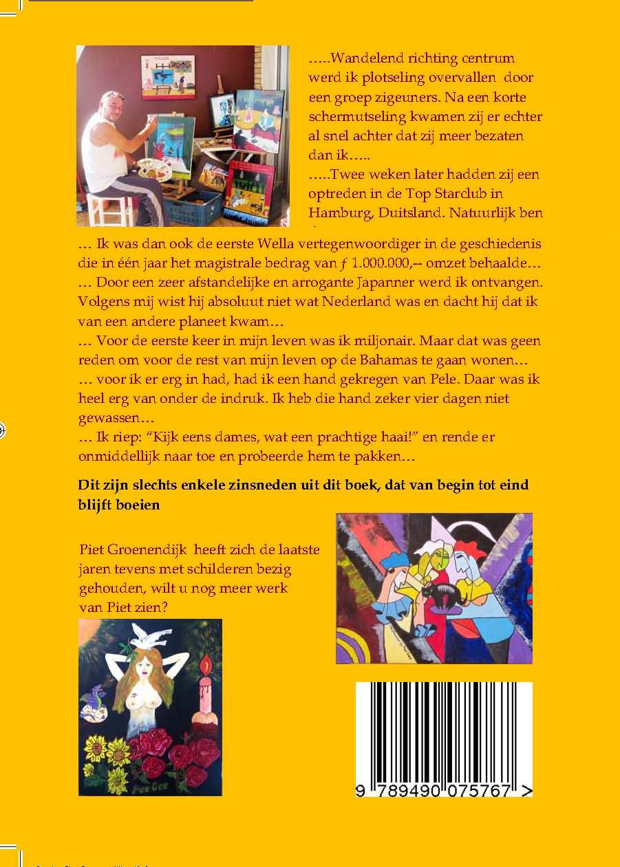 Achterkant omslag boek Waarom ben ik wie ik ben Piet Groenendijk (Pee Gee)